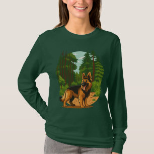 Camiseta Perro de aventura Pastor Alemán en el bosque