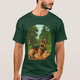 Camiseta Perro de aventura Pastor Alemán en el bosque