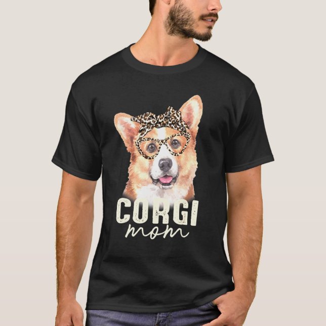 Camiseta Perro de bandana de estampado de leopardo Corgi (Anverso)
