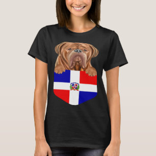 Camiseta Perro de Bandera de República Dominicana en Burdeo
