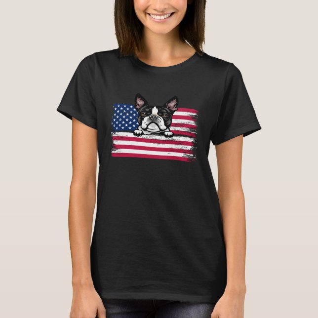 Camiseta Perro de bandera estadounidense patriótico del ter (Anverso)
