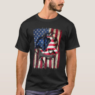 Camiseta Perro de bandera estadounidense Patriótico San Ber