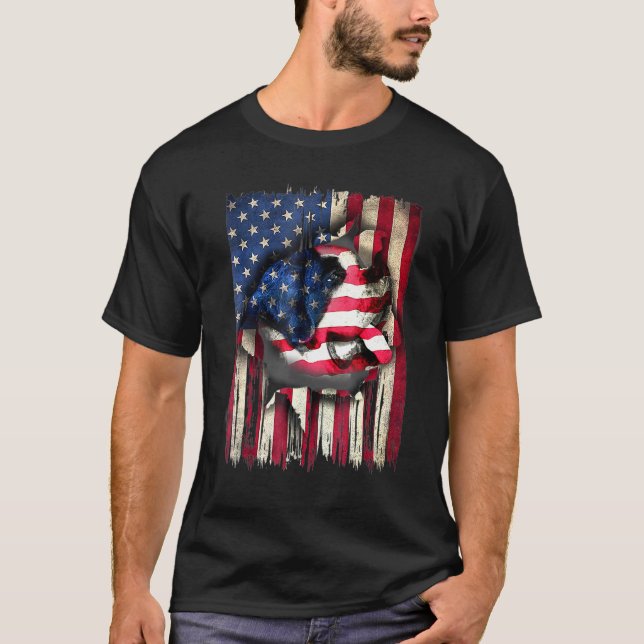 Camiseta Perro de bandera estadounidense Patriótico San Ber (Anverso)