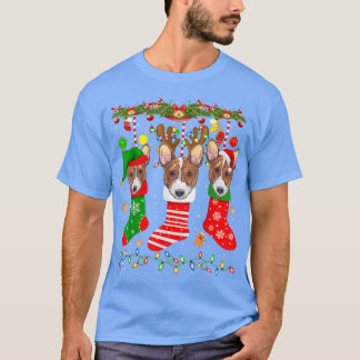 Camiseta Perro de Basenji En Navidades Socks Luce Xmas