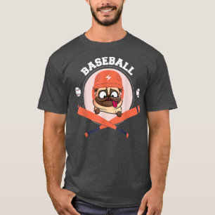 Camiseta Perro de béisbol, bomba de pug júnior, barco