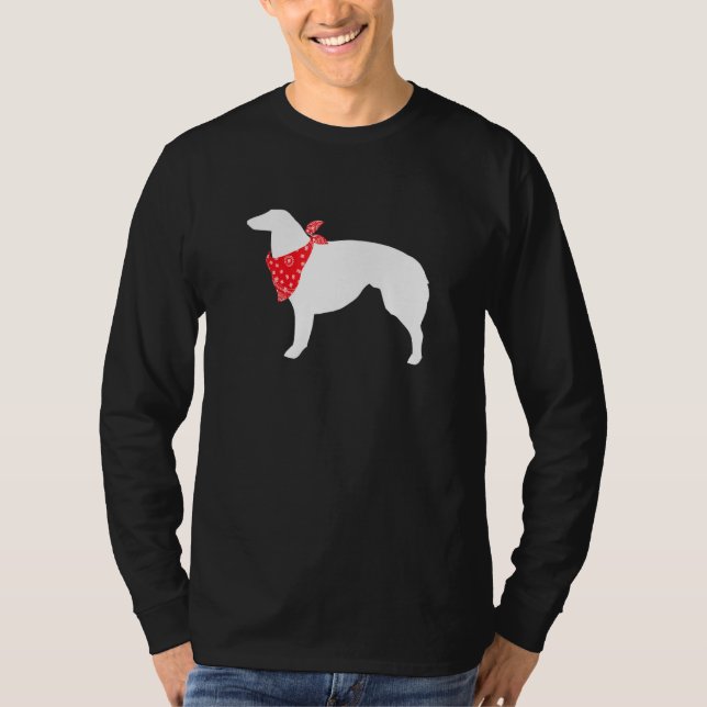 Camiseta Perro de Borzoi con bandana roja (Anverso)