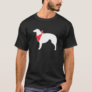 Camiseta Perro de Borzoi con bandana roja