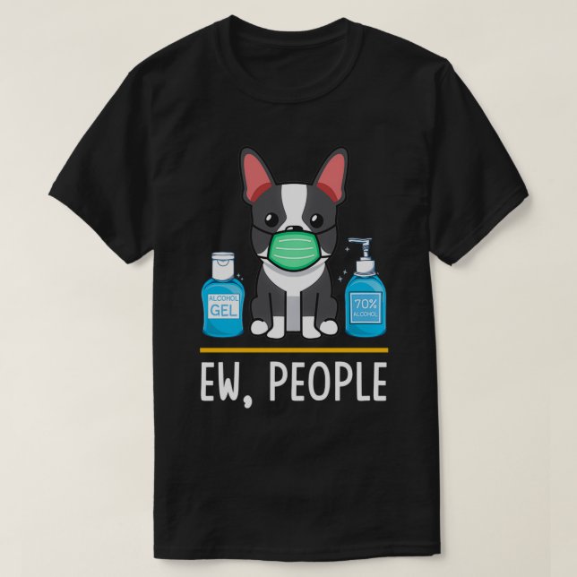 Camiseta Perro de Boston Terrier Cara Máscara Graciosa Perr (Diseño del anverso)