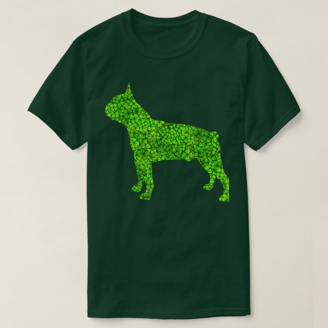 Camiseta Perro de Boston Terrier Perro Irlandés Shamrock Le (Diseño del anverso)
