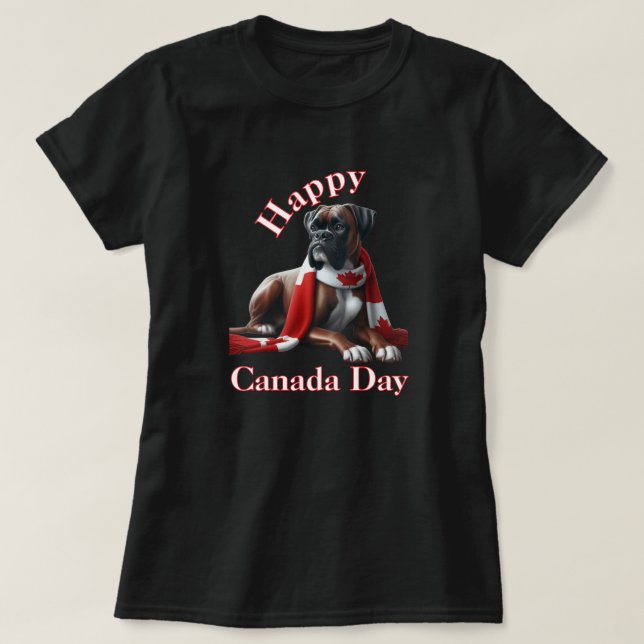 Camiseta Perro de boxeador del Día de Canadá Feliz (Diseño del anverso)