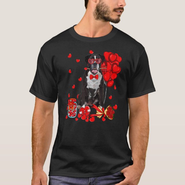 Camiseta Perro de boxeador gracioso El día de San Valentín  (Anverso)