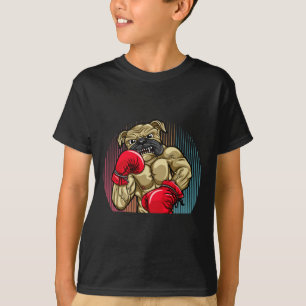 Camiseta Perro de boxeo con guantes de boxeo de peso pesado