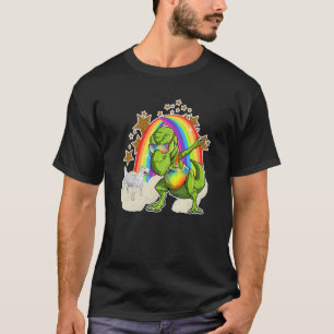 Camiseta Perro de Bull Terrier Monta Nubes De Arcoiris Cerc