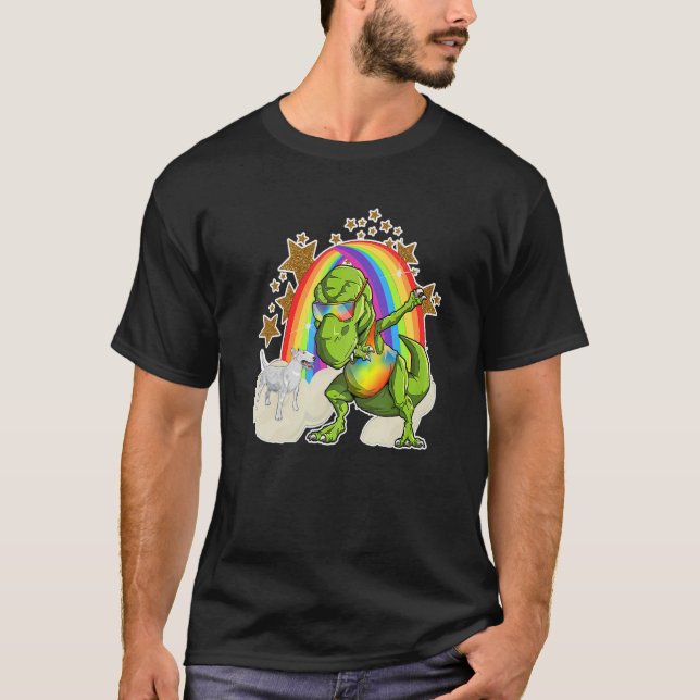 Camiseta Perro de Bull Terrier Monta Nubes De Arcoiris Cerc (Anverso)