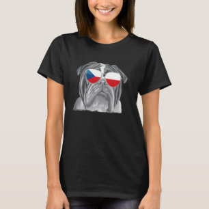 Camiseta Perro de bulldog Bandera Checa Gafas de sol