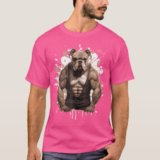 Camiseta Perro de bulldog con músculos Entrenando En La Con