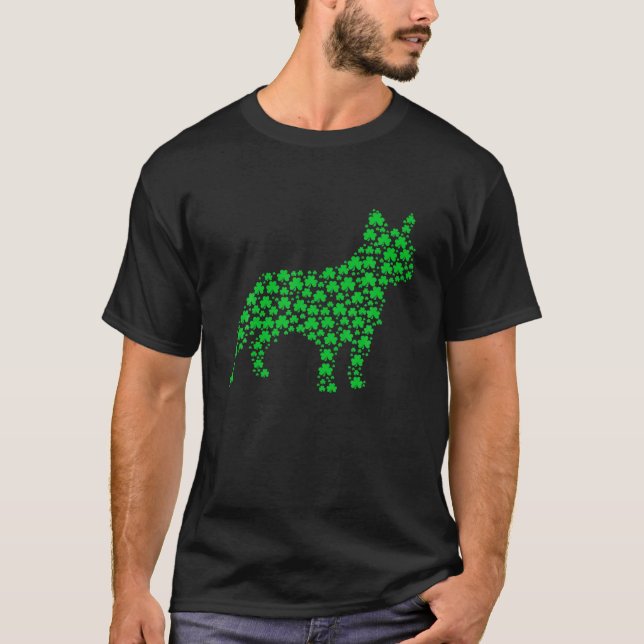 Camiseta Perro de Bulldog francés Shamrock and St.Patrick's (Anverso)