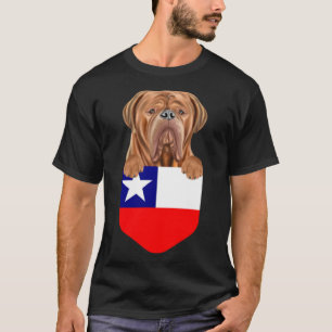 Camiseta Perro de Burdeos con bandera chilena en bolsillo