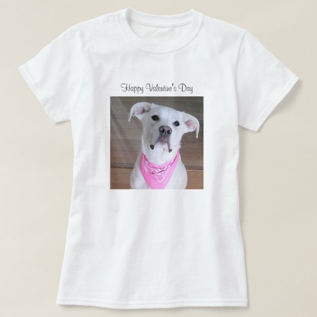 Camiseta Perro de cachorro blanco dulce con Bonito de bufan (Diseño del anverso)