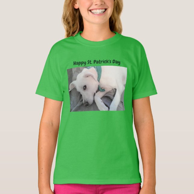 Camiseta Perro de cachorro con bufanda San Patricio (Anverso)