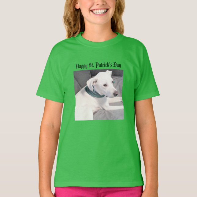 Camiseta Perro de cachorro con bufanda verde St. Patrick (Anverso)