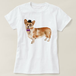 Camiseta Perro de cachorro de Corgi Monocleado a mano