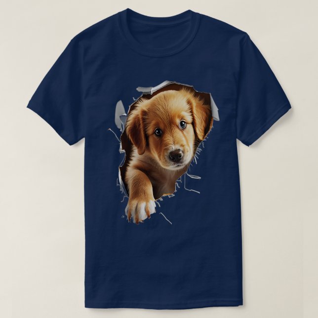 Camiseta Perro de cachorro de la posta de la posta de oro (Diseño del anverso)
