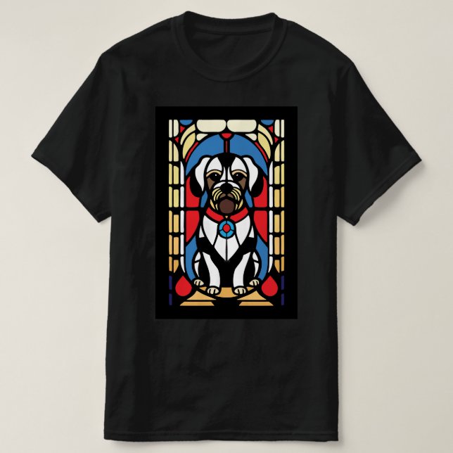 Camiseta perro de cachorro de vidrio manchado (Diseño del anverso)
