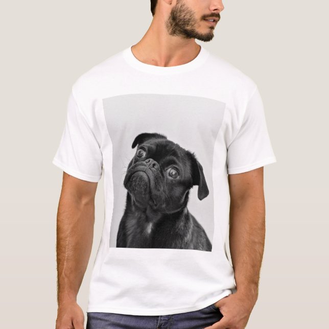 Camiseta perro de cachorro negro (Anverso)