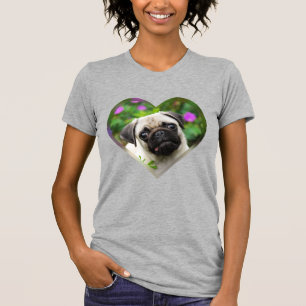 Camiseta Perro de cachorro picado de color alba con cara de