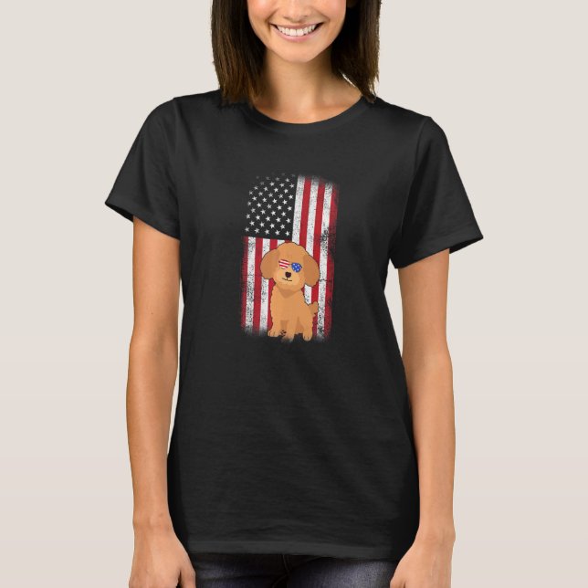Camiseta Perro de canapé Bandera Americana Niños Chicas Hom (Anverso)