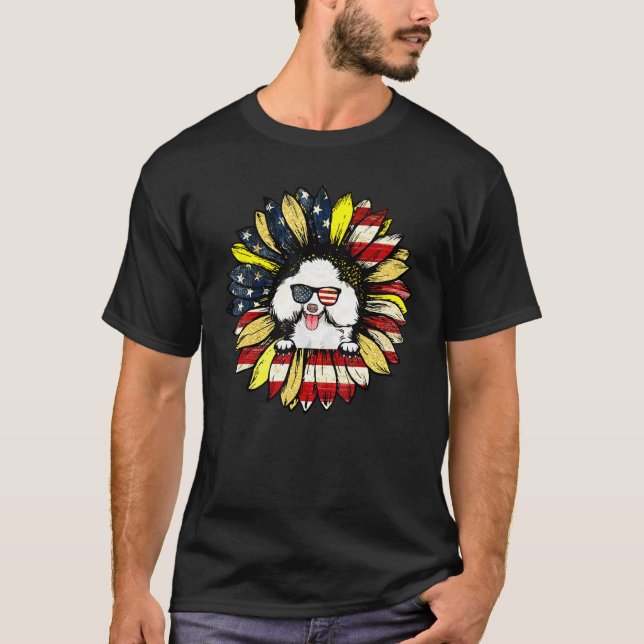 Camiseta Perro de caniche americano con girasol (Anverso)