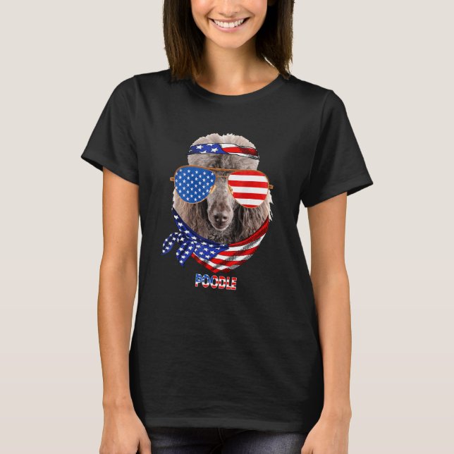 Camiseta Perro de caniche de la bandera estadounidense (Anverso)