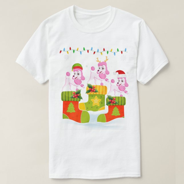 Camiseta Perro de caniche de reno en Navidades en U (Diseño del anverso)