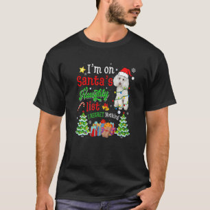 Camiseta Perro de caniche en la lista traviesa de navidades