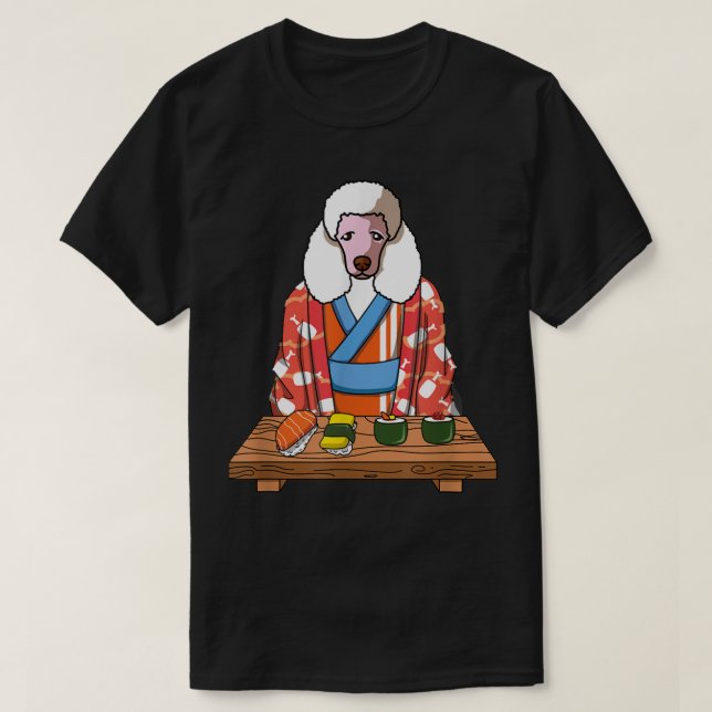 Camiseta Perro de caniche Kimono Kawaii sushi de comida jap (Diseño del anverso)