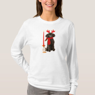 Camiseta Perro de caniche negro de juguete del navidad