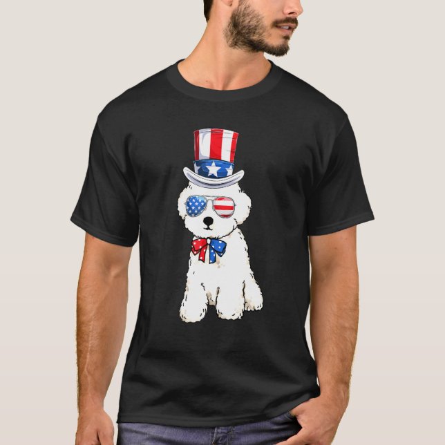 Camiseta Perro de caniche patriótico Estados Unidos Bandera (Anverso)