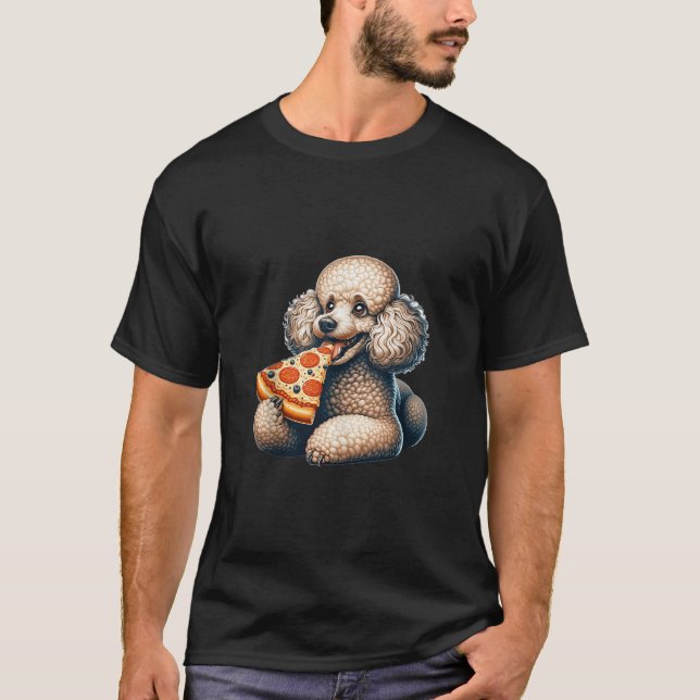 Camiseta Perro de caniche que come pizza cachorro Tantón de (Anverso)