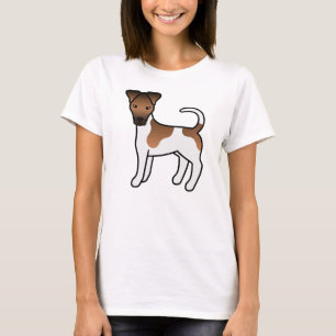 Camiseta Perro de caricatura blanco y moreno suave Fox terr