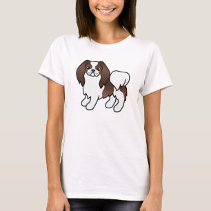 Camiseta Perro De Caricatura Chin Chin Japonés Marrón Y Bla