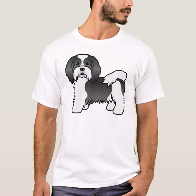 Camiseta Perro De Caricatura Cuto De Los Habaneses Negros Y (Anverso)
