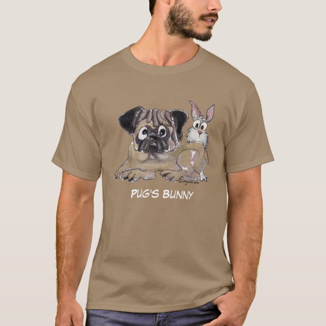 Camiseta Perro de caricatura lindo conejo de Pug (Anverso)
