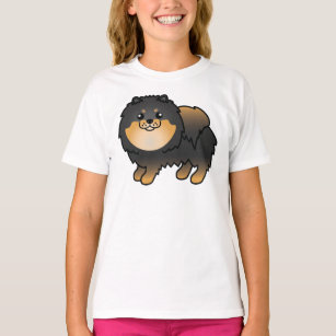 Camiseta Perro De Caricatura Negro Y Tan Pomeraniano
