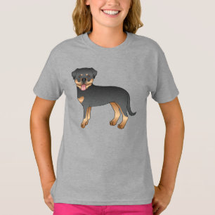 Camiseta Perro De Caricatura Negro Y Tan Rottweiler