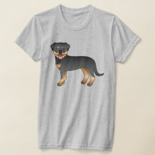 Camiseta Perro De Caricatura Negro Y Tan Rottweiler