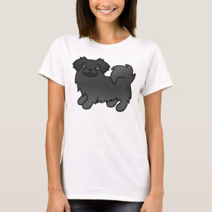 Camiseta Perro de caricatura tibetano negro