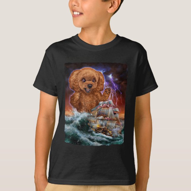 Camiseta Perro de carnicero mientras Kraken ataca un barco  (Anverso)