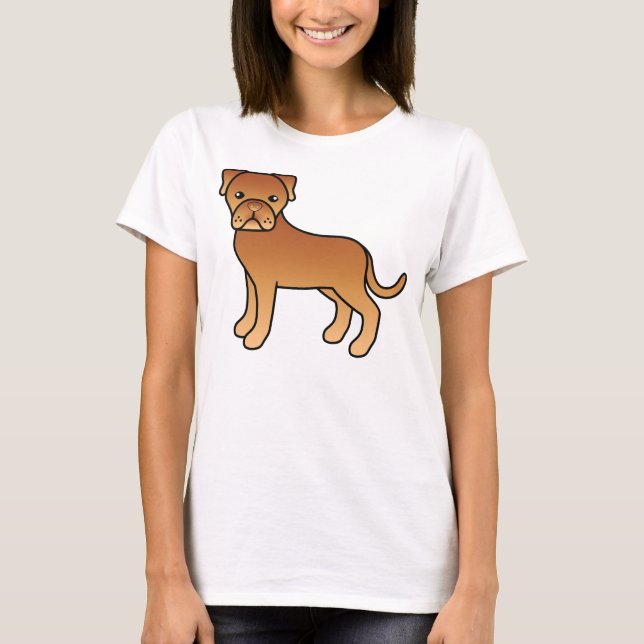 Camiseta Perro De Caza De Bordeaux Lindo Perro De Dibujos A (Anverso)