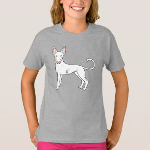 Camiseta Perro de caza ibicenco blanco de pelo liso dibujo